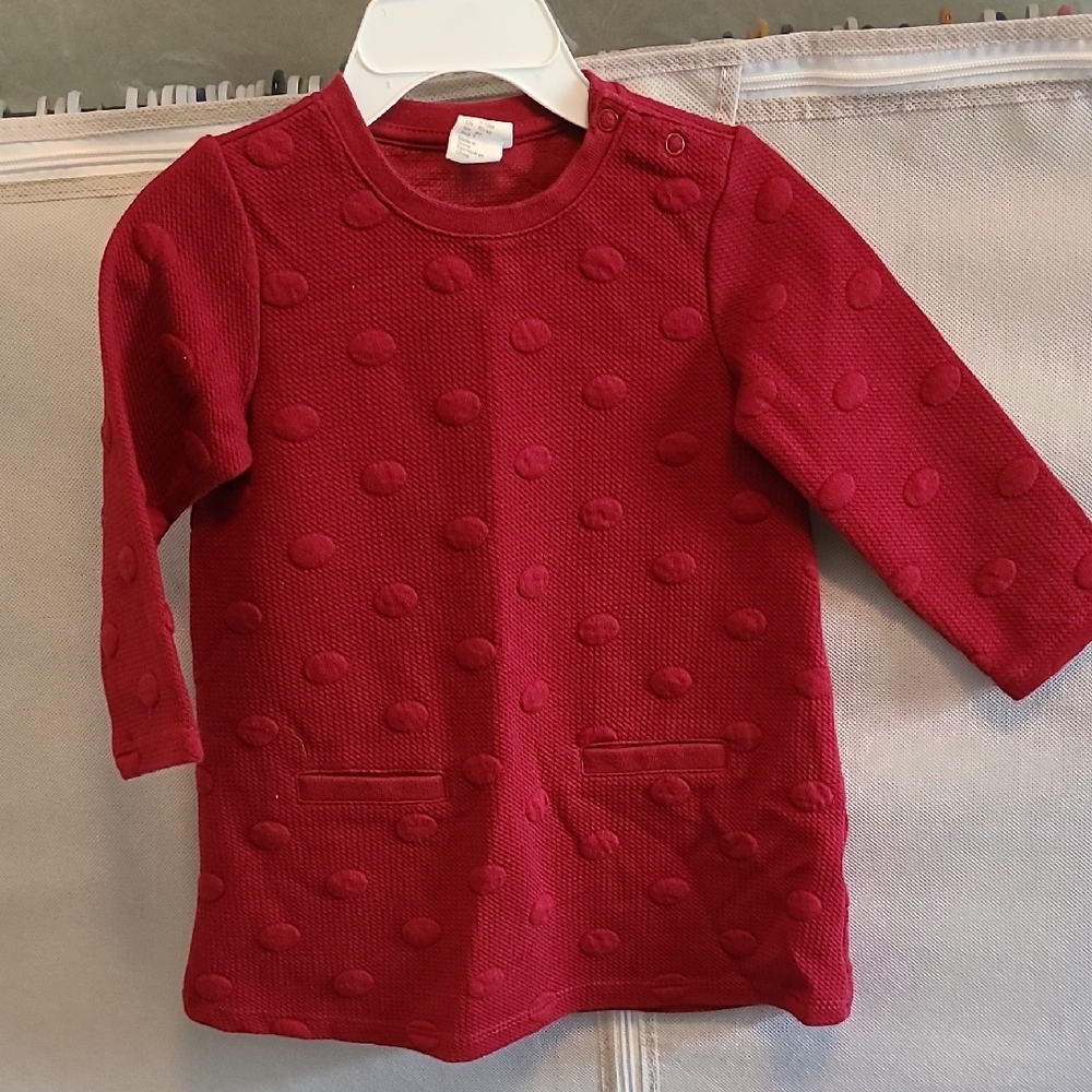 H&M Red Casual Dress with Textured Fabric